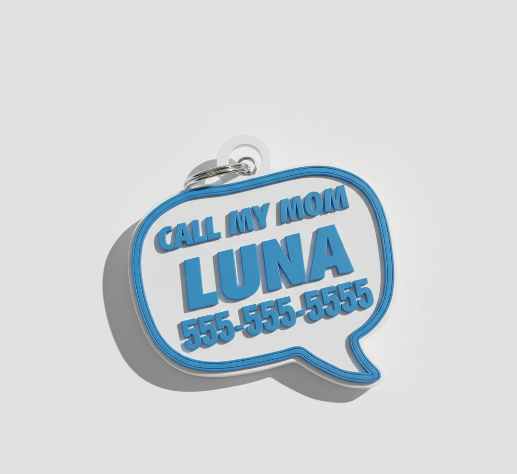 💬 “Call My Mom” Pet ID Tag – Personalized Safety Tag by HomeyTag