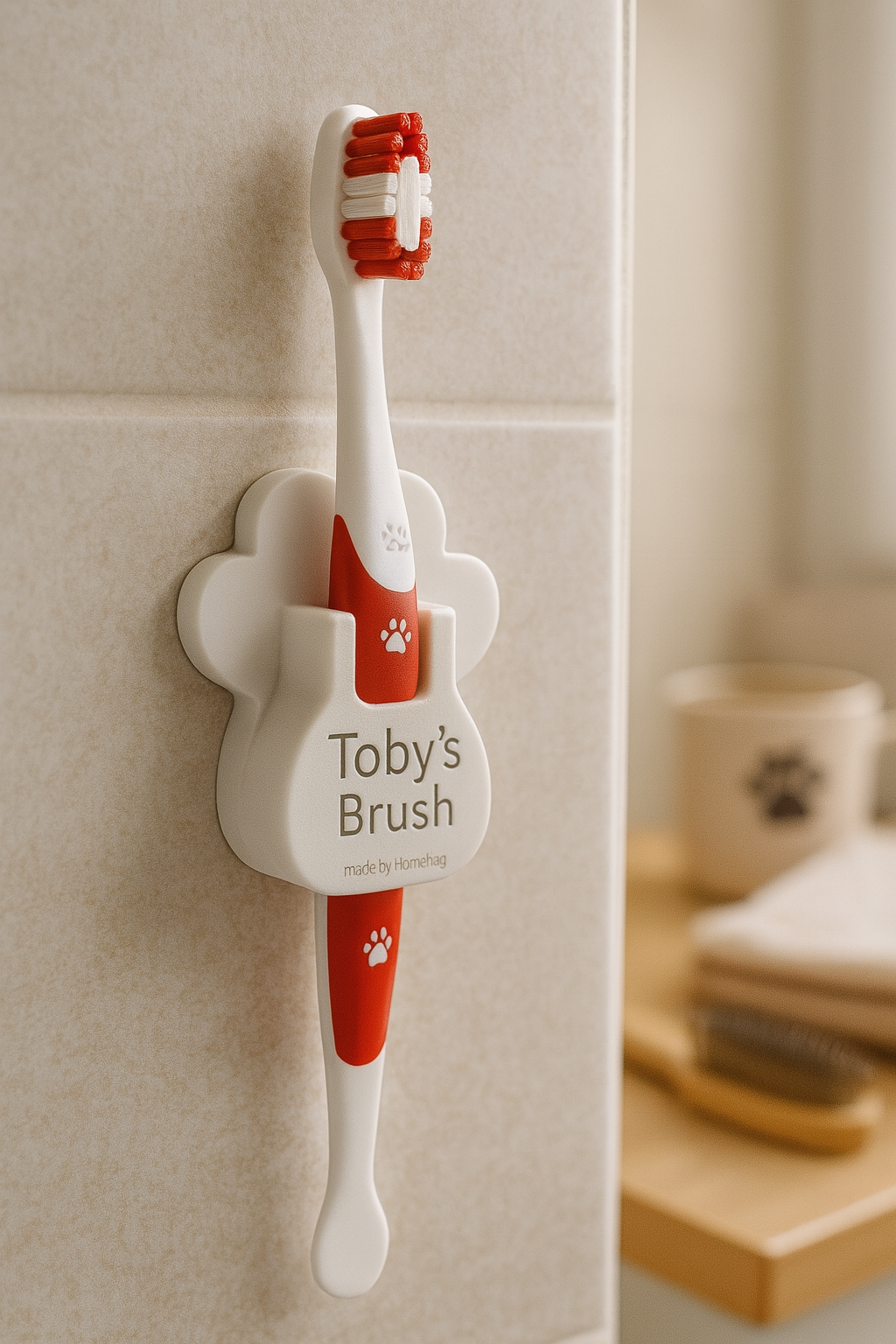 Personalized Pet Toothbrush Mount by HomeyTag