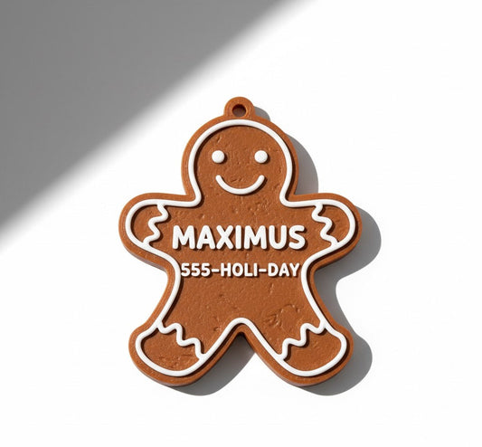Gingerbread Holiday Pet ID Tag