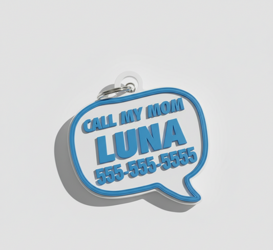 💬 “Call My Mom” Pet ID Tag – Personalized Safety Tag by HomeyTag